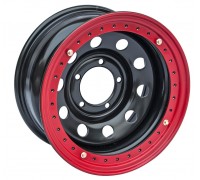 Диск усиленный УАЗ стальной черный 5x139,7 8xR16 d110 ET-19 с псевдо бедлоком (красный)