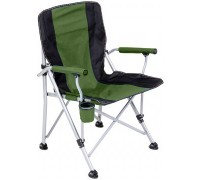 Кресло PREMIER складное, твердые тканевые подлокотники (зеленый/черный), нагрузка 100 кг